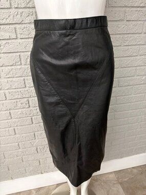 Vintage G-lll Black Leather Pencil Skirt Size 5